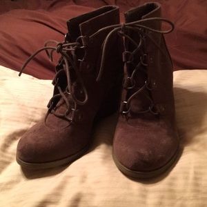Madden girl suede wedge booties